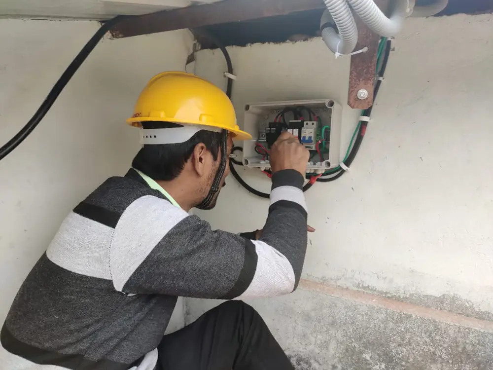 Solar Engineer Maintaining the Solar Roof Top Plant Solar Engineer Maintaining the Solar Roof Top Plant