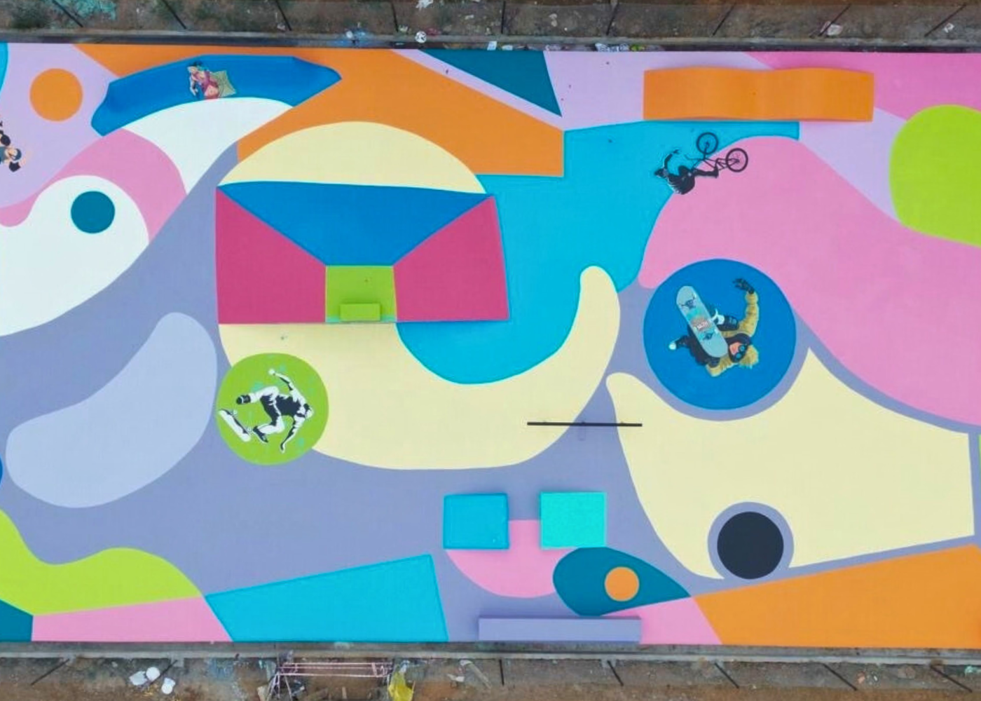 A top view of the Skatepark in Tura by GHE, built with support from CSR partner Decathlon India